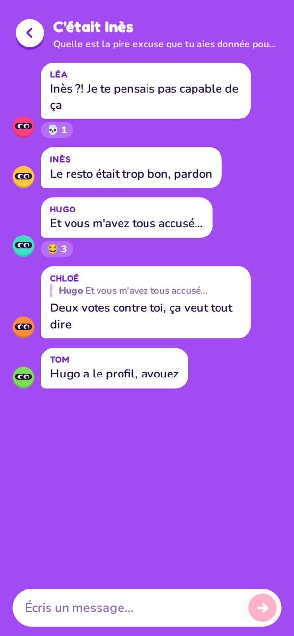Écran de la discussion du groupe